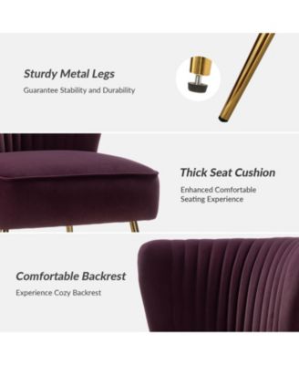 Velvet Accent Chair with Gold Metal Legs for Bedroom Guest Room Vanity