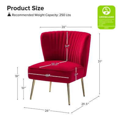 Velvet Accent Chair with Gold Metal Legs for Bedroom Guest Room Vanity