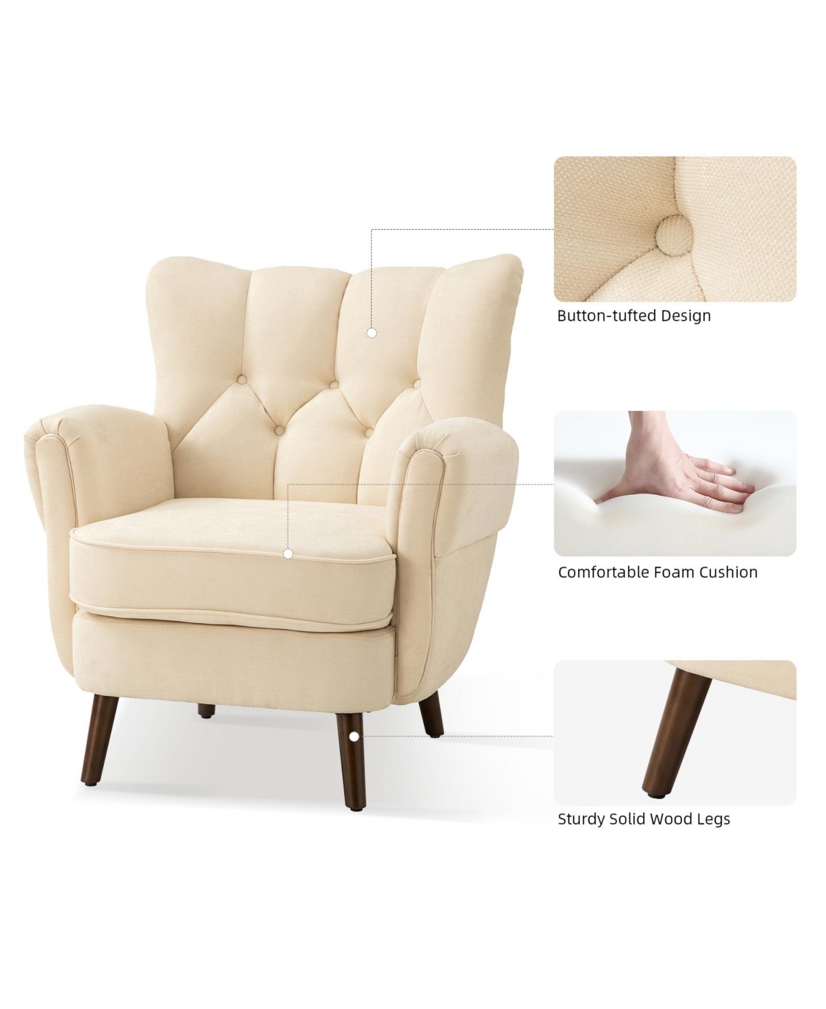 Vintage like Club Chair for Living Room Bedroom