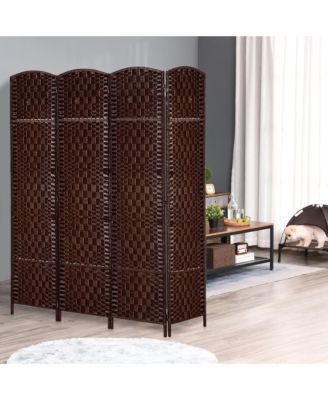4 Panel Resin Wicker Folding Room Divider Privacy Screen Home Office Decor