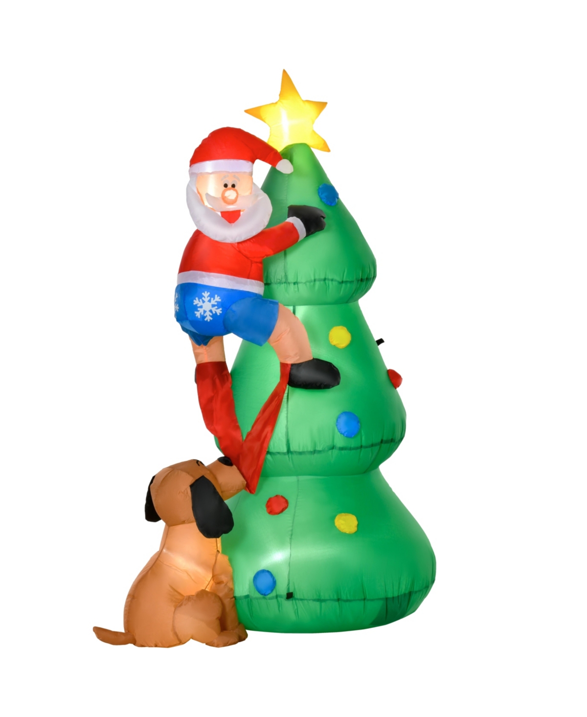 Homcom Christmas Outdoor Santa Claus & Tree Yard Inflatable Led Holiday Decoration