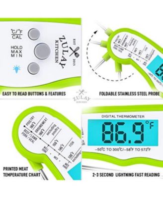 Instant Read Food Thermometer - Waterproof Digital Meat Thermometer