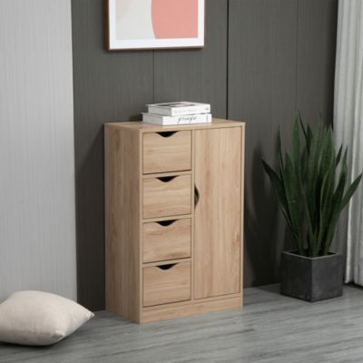 Wooden Storage Cabinet Organizer with 4 Drawers and 1 Shelf,