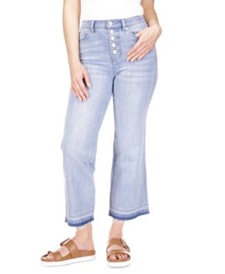 Michael Kors - Women's Button-Fly Flared Cropped High-Rise Jeans