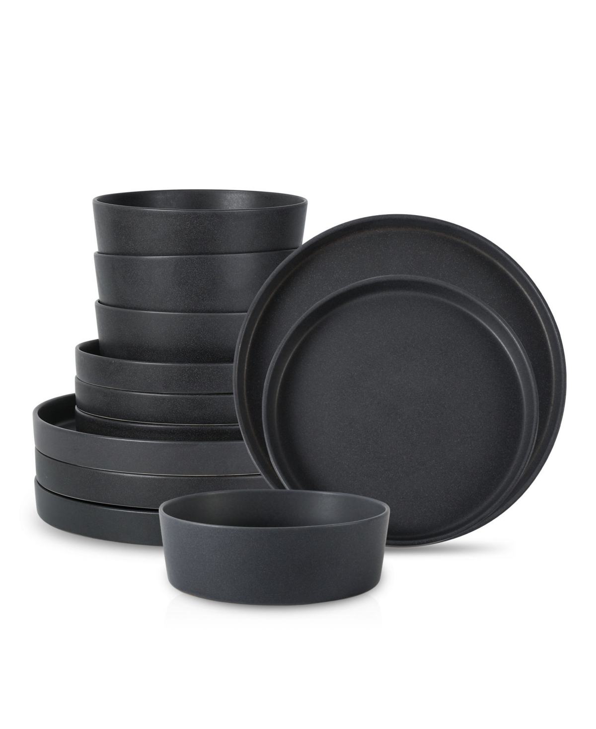 Modan Stoneware 12 Pc. Set, Service for 4 - Charcoal