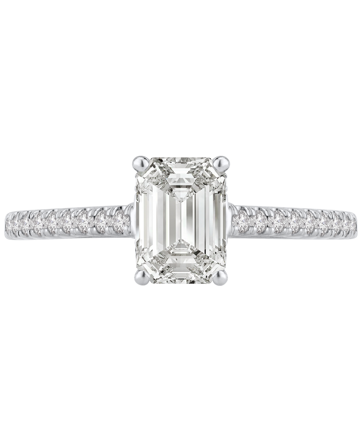Macy's Gia Certified Diamond Emerald-cut Engagement Ring (1-1/4 Ct. T.w.) In 14k White Gold In White Gold