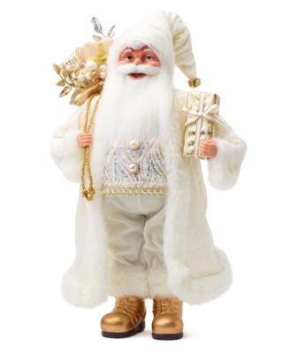 Holiday Lane - Gold & White Santa with Gift