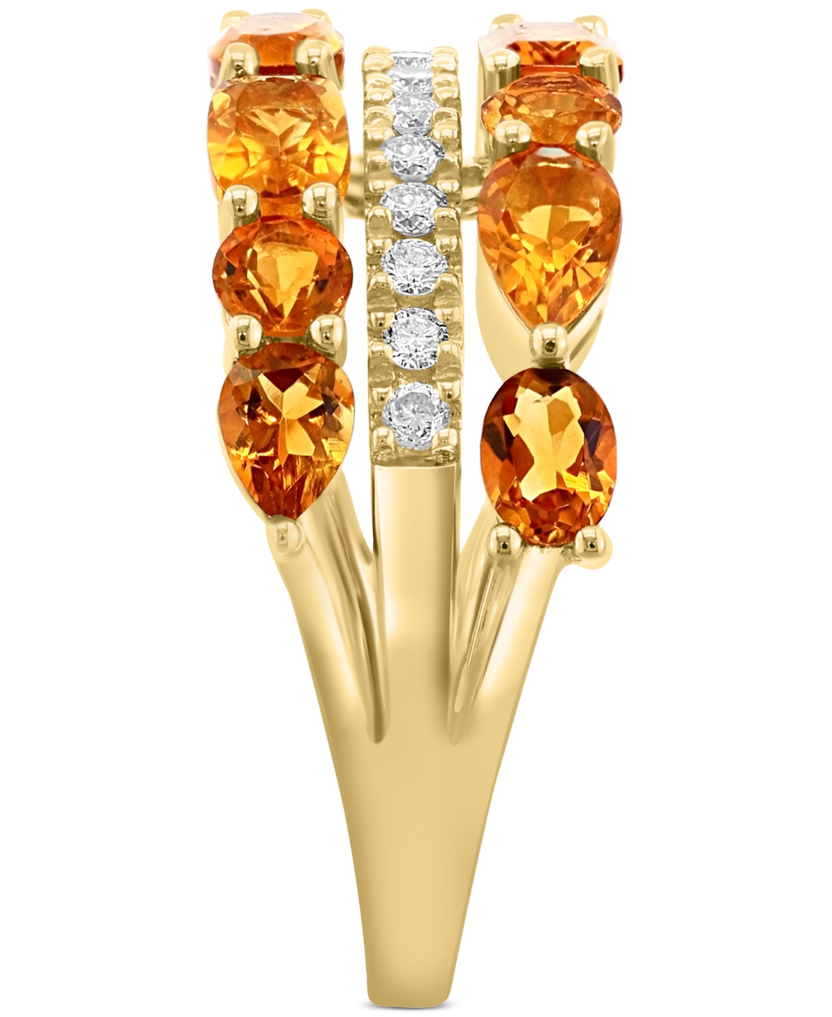 Effy(2-1/3 ct. t.w.) & Diamond (1/5 ct. t.w.) Multirow Ring in 14k Gold - Citrine