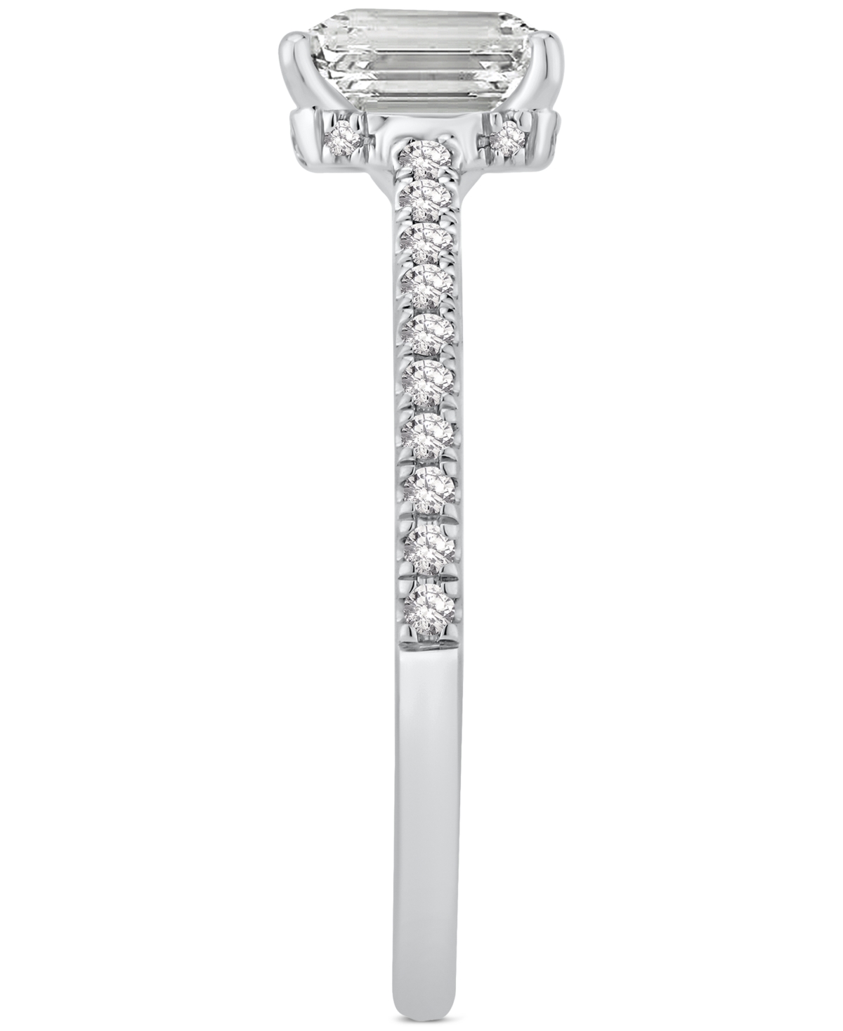 Macy's Gia Certified Diamond Emerald-cut Engagement Ring (1-1/4 Ct. T.w.) In 14k White Gold In White Gold
