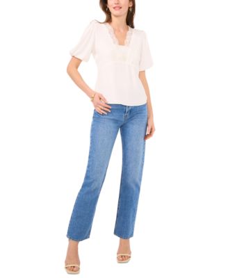 Eyelet Tops For Women Lace V Neck Puff Long Sleeve Dressy Business Casual Work Shirts Fall Tunic Blouses S Xxl Shermie