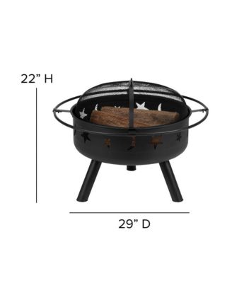 Ayala 5 Piece Outdoor Leisure Set With Set Of 4 Poly Resin Adirondack Chairs And Star And Moon Iron Fire Pit