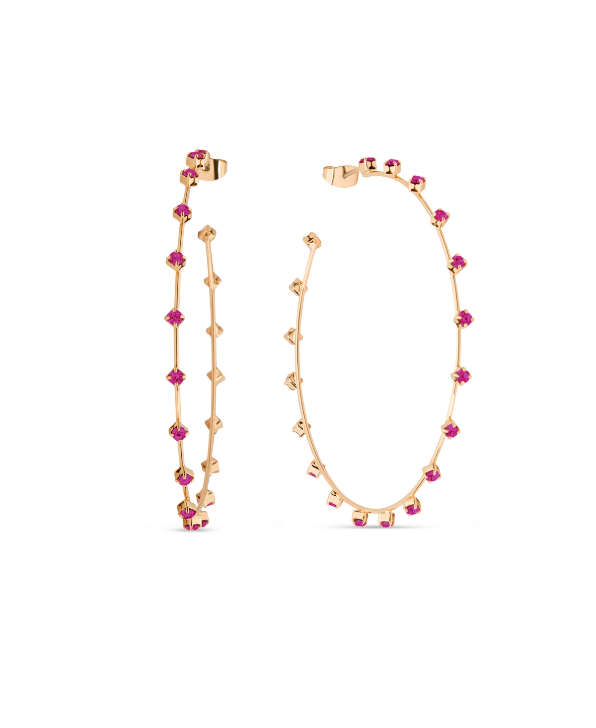 Ettika Simple Spark Crystal Station Hoop Earrings In Fuchsia