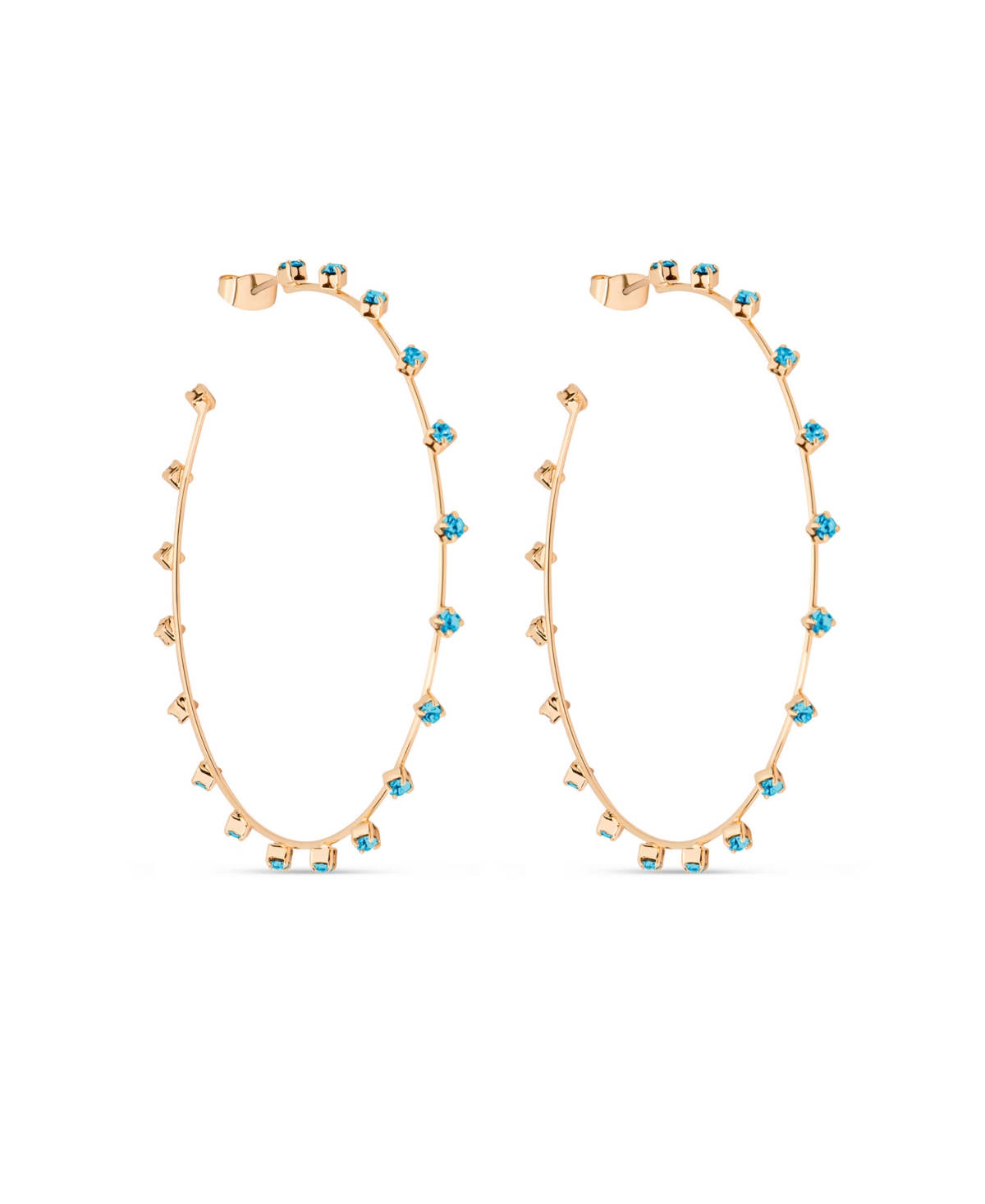 Simple Spark Crystal 18k Gold Plated Hoops - Aqua