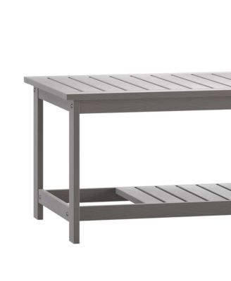 Riviera All-Weather Poly Resin Wood Two Tiered Adirondack Slatted Coffee Conversation Table