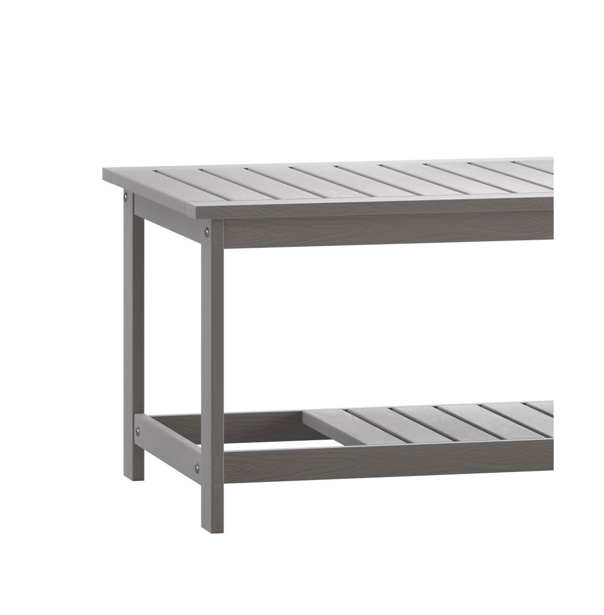 Riviera All-Weather Poly Resin Wood Two Tiered Adirondack Slatted Coffee Conversation Table