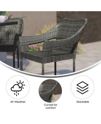 Embry All-Weather Indoor/Outdoor Stacking Patio Dining Chairs With Steel Frame And Weather Resistant Pe Rattan