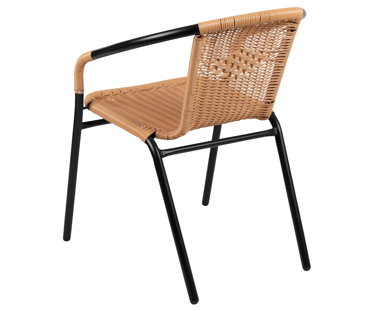 2 Pack Rattan Indoor-Outdoor Restaurant Stack Chair With Curved Back