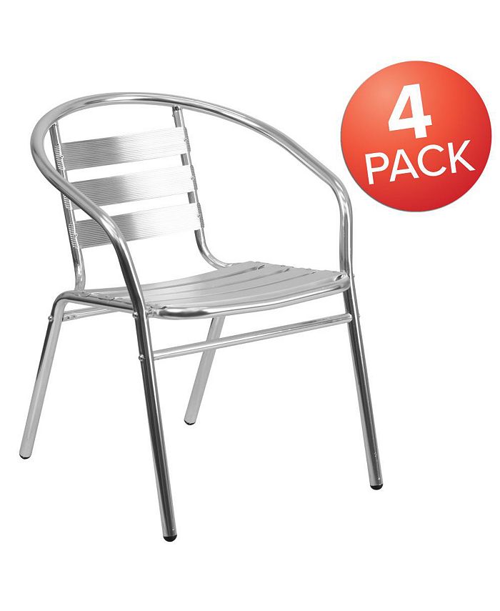 Lila Aluminum Commercial Indoor-Outdoor Restaurant Stack Chair with Triple Slat Back