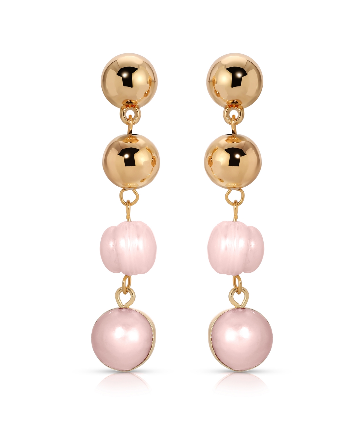 Pink Pearl Gold Drop Earrings - Pink