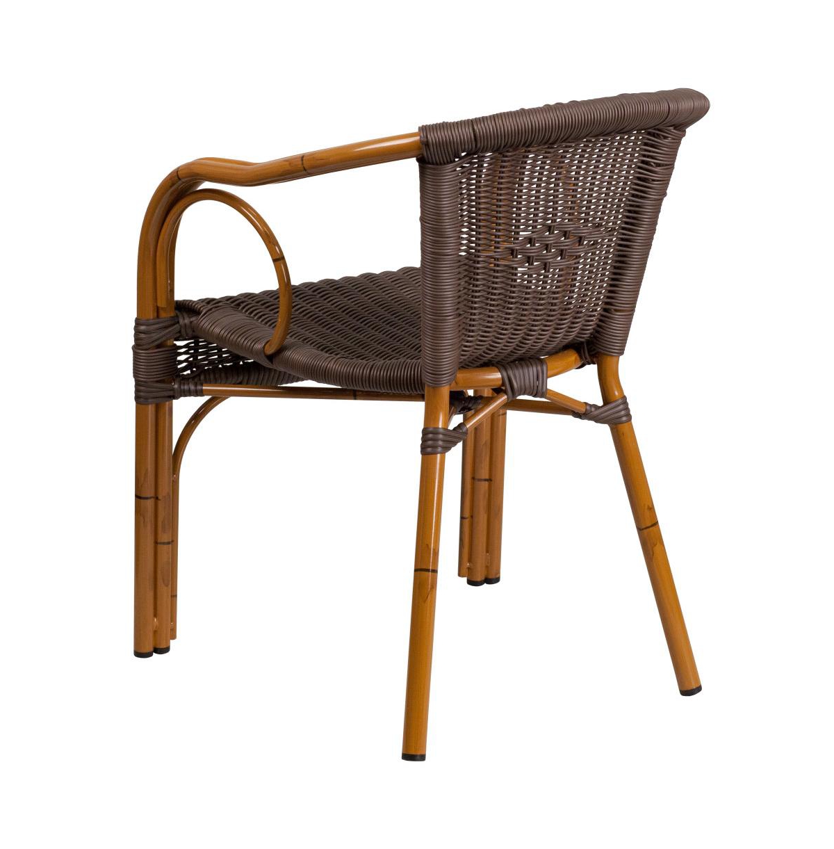 Esna Series Stacking Rattan Patio Chair With Bamboo Look Aluminum Frame And Integrated Arms