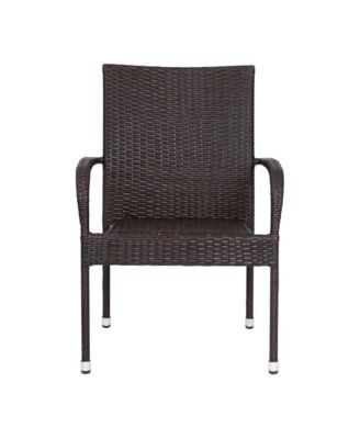 Sala Stacking All-Weather Wicker Wrapped Powder Coated Steel Patio Club Chairs For Indoor And Outdoor Use