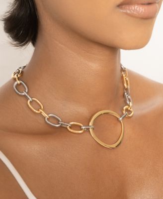Mixed Metal Chain Link Collar Necklace