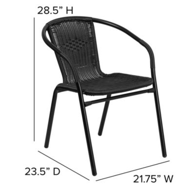 Rattan Indoor-Outdoor Restaurant Stack Chair With Curved Back 2 Pack