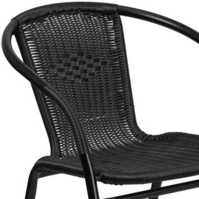 Rattan Indoor-Outdoor Restaurant Stack Chair With Curved Back 2 Pack