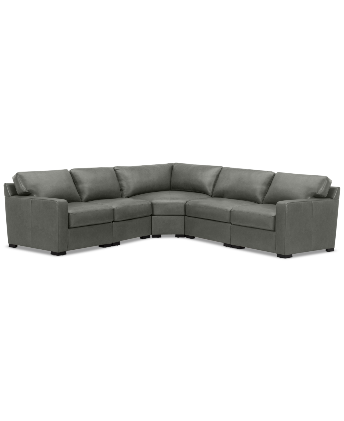 Macy's Radley 113" 5-pc. Leather Wedge L Shape Modular Sectional, Created For  In Gray