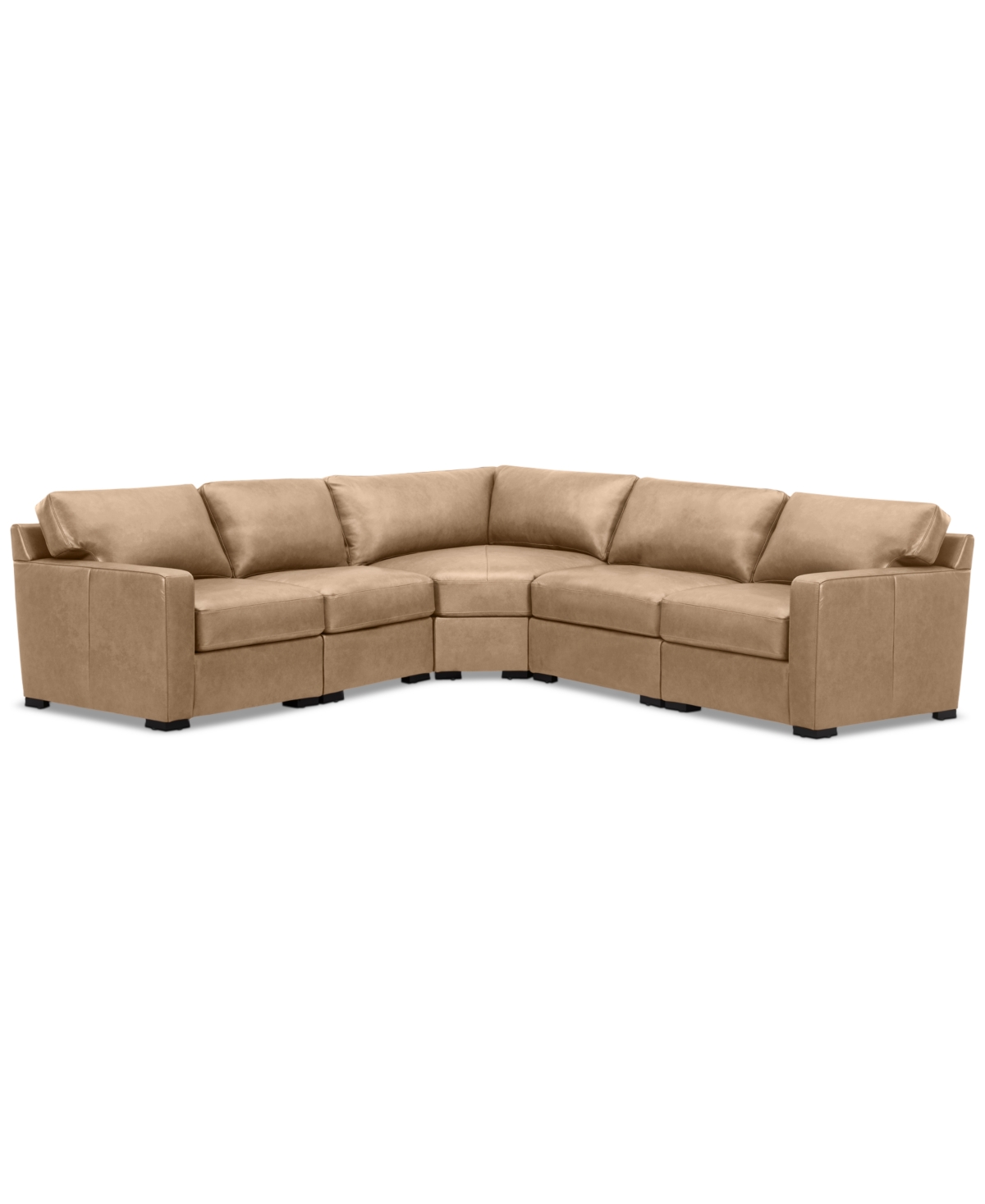 Shop Macy's Radley 113" 5-pc. Leather Wedge L Shape Modular Sectional, Created For  In Light Natural