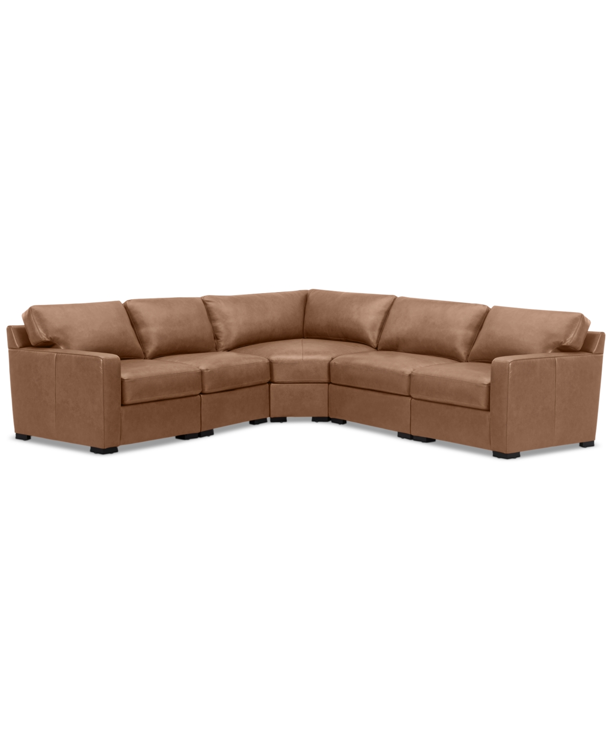 Macy's Radley 113" 5-pc. Leather Wedge L Shape Modular Sectional, Created For  In Brown