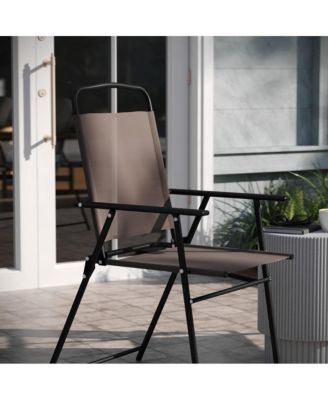 Munroe Set Of 2 Textilene Folding Sling Style Patio Chairs With Armrests