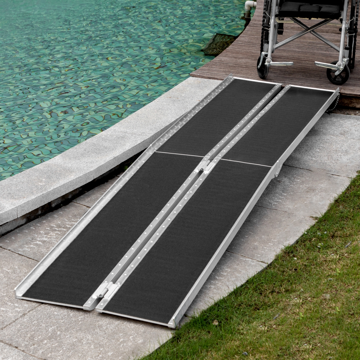 Homcom Portable Portable Wheelchair Ramp for Home, Threshold Handicap ...