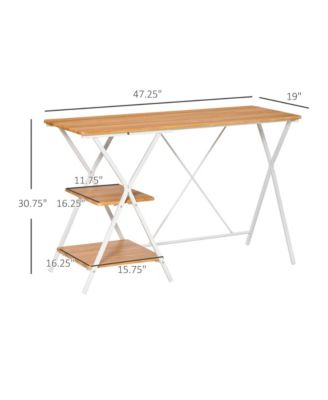 Computer Desk with 2-Tier Storage Shelves Wood Grain Writing Desk Natural
