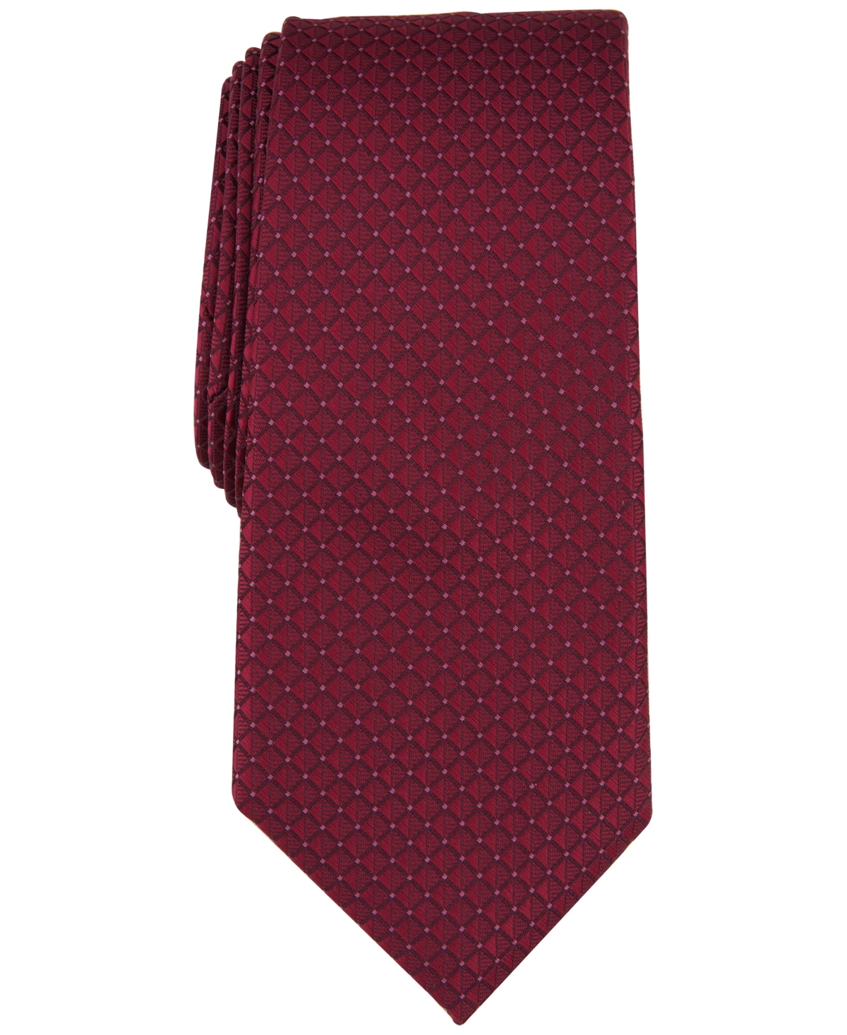 Men's Fendley Mini-Diamond Tie, Created for Macy's - Dark Red