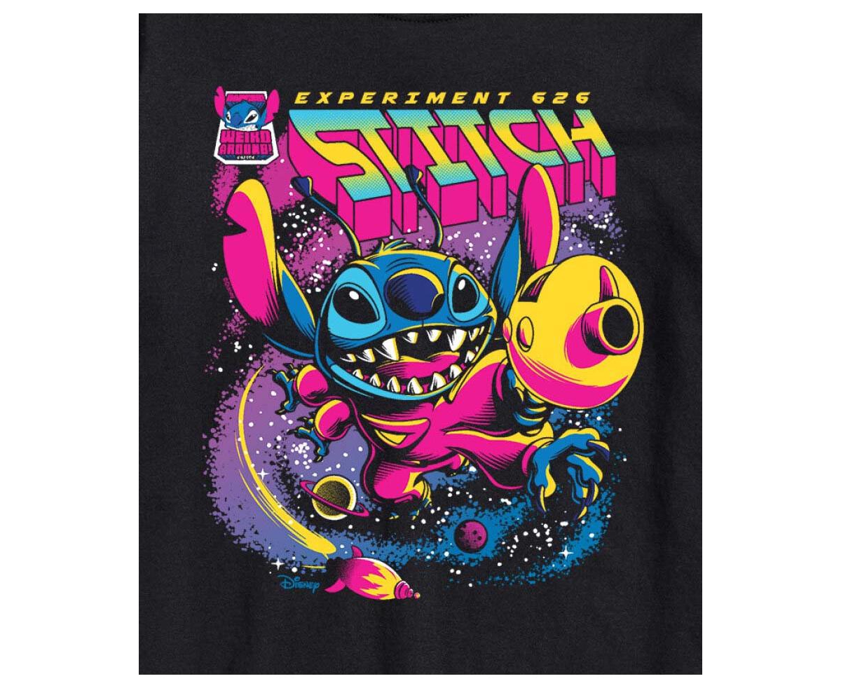 Airwaves Hybrid Apparel Lilo And Stitch Mens Short Sleeve Tee In Black