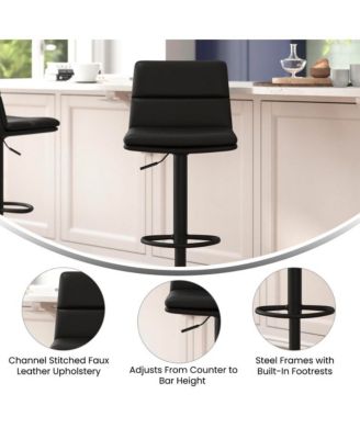 Keene Modern Upholstered Adjustable Height Stools With Sturdy Iron Bases