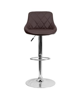 Bucket Seat Adjustable Height Barstool With Diamond Pattern Back