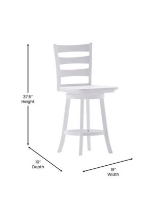 Therus Commercial Grade Classic Wooden Ladderback Swivel Stool With Solid Wood Seat And Footrest