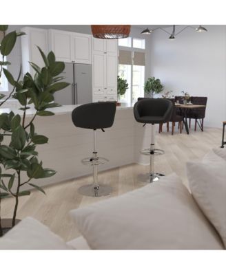 Valencia Bucket Seat Bar And Dining Stool Modern Stool With 360 Swivel, Adjustable Height And Metal Footrest