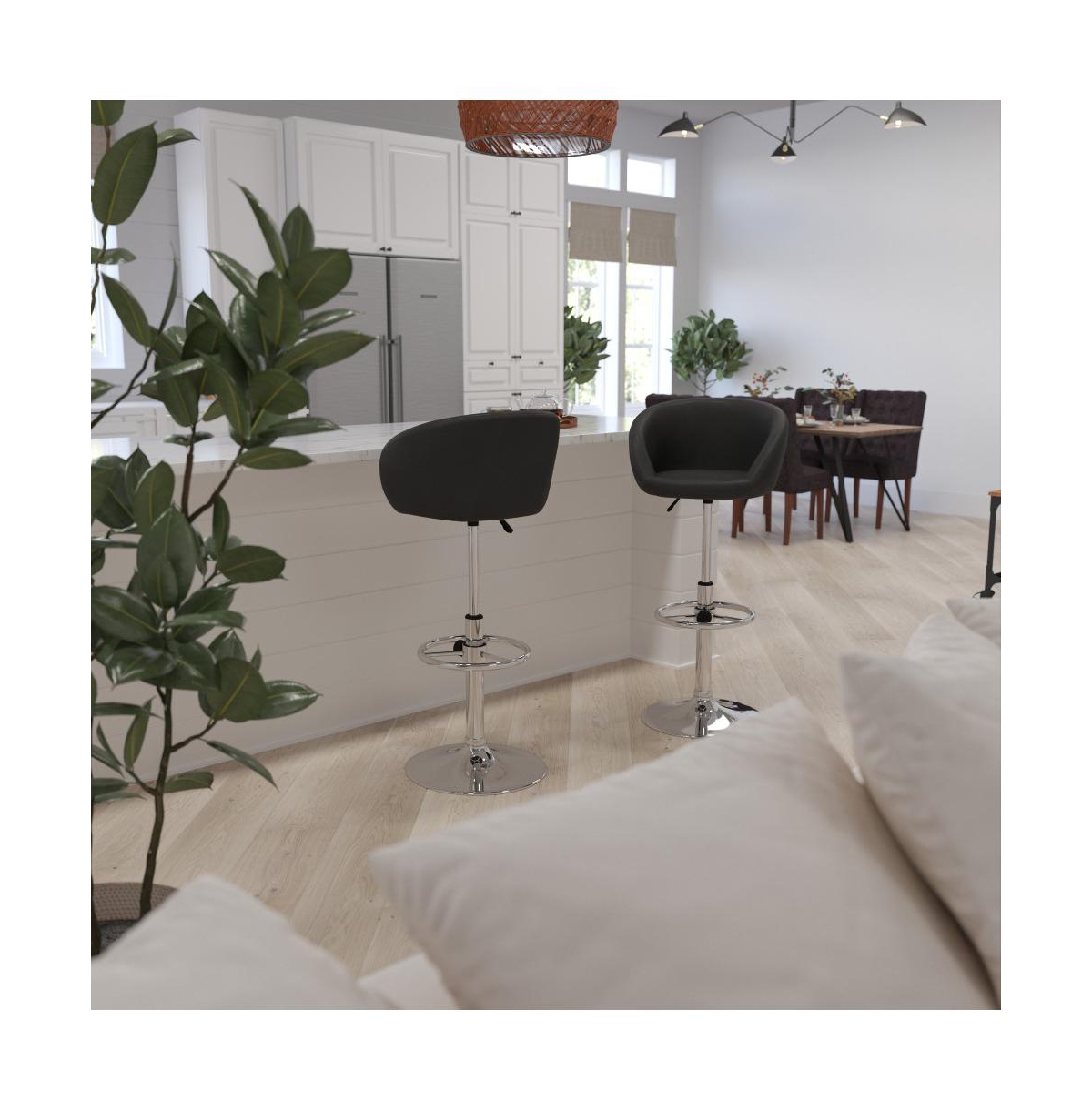 Valencia Bucket Seat Bar And Dining Stool Modern Stool With 360 Swivel, Adjustable Height And Metal Footrest