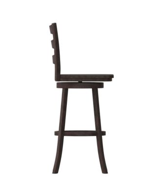 Therus Commercial Grade Classic Wooden Ladderback Swivel Stool With Solid Wood Seat And Footrest