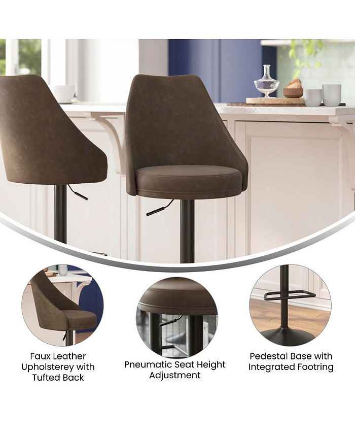 MERRICK LANE Mischa Set Of Two Adjustable Height Dining Stools With ...