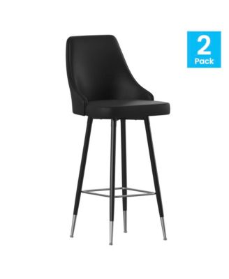 Petra Modern Upholstered Dining Stools With Chrome Accented Metal Frames And Footrests