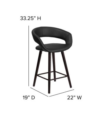 Plath 24 Inch Cappuccino Ultramodern Bar Counter Stool With Upholstered Seat