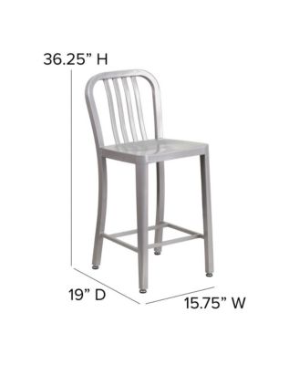 Santorini Galvanized Steel Indoor/Outdoor Counter Bar Stool With Slatted Back And Powder Coated Finish