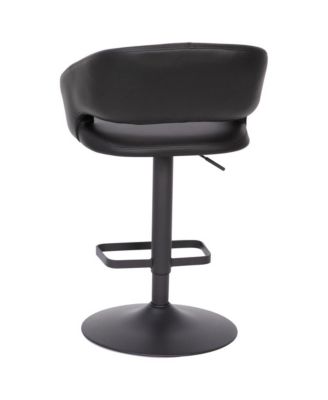 Shae Contemporary Upholstered Adjustable Height Barstool With Rounded, Cutout Mid-Back And Pedestal Base
