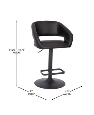 Shae Contemporary Upholstered Adjustable Height Barstool With Rounded, Cutout Mid-Back And Pedestal Base