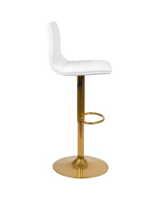 Set Of 2 Contemporary Height Adjustable Swivel Stools With Back And Pedestal Base With Footrest