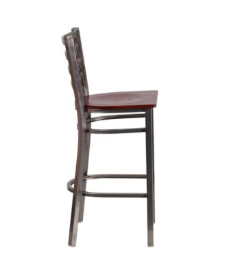 Clear Coated Ladder Back Metal Restaurant Dining Barstool